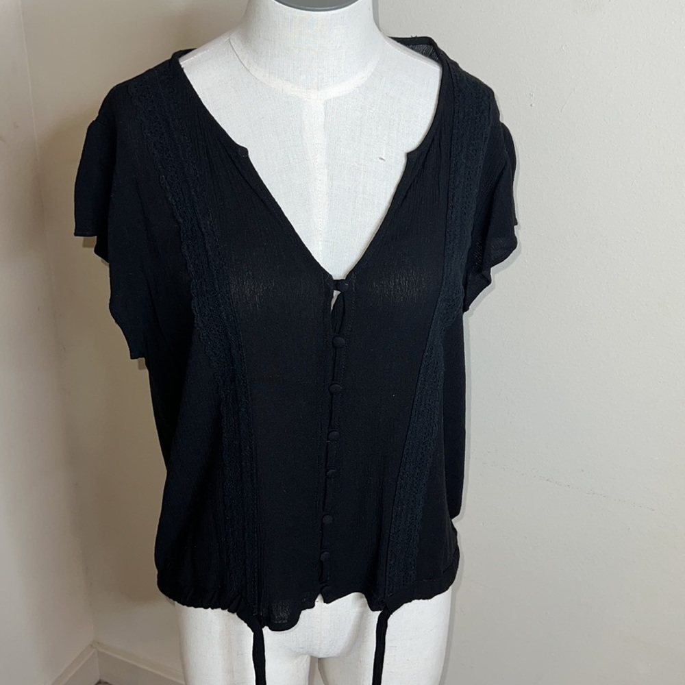 Euc Sanctuary Drawstring Button Down Shirt Sleeve… - image 1